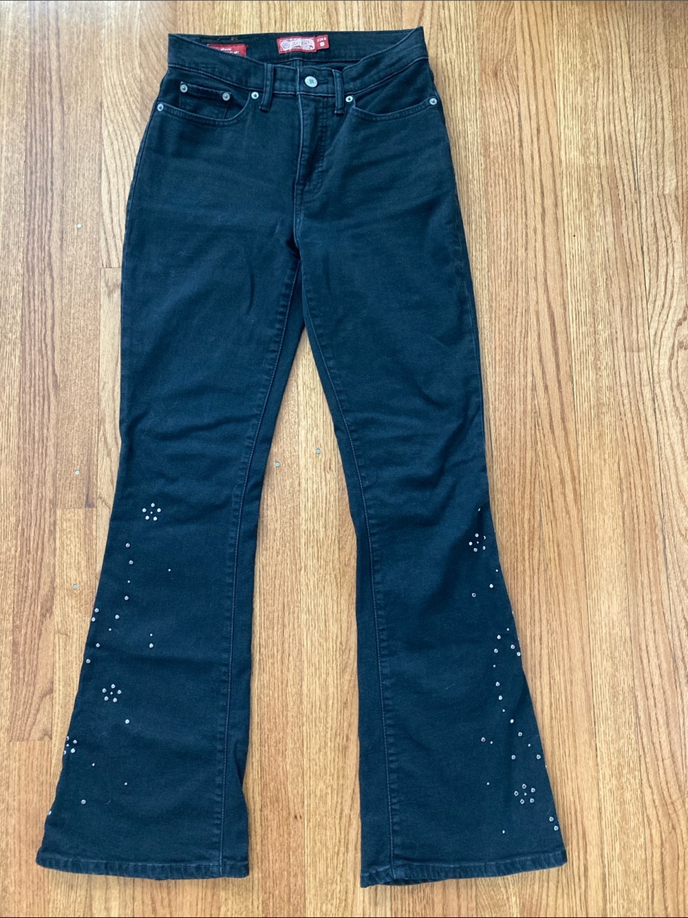 Lucky Brand Black Flare Jeans with Stud Accents